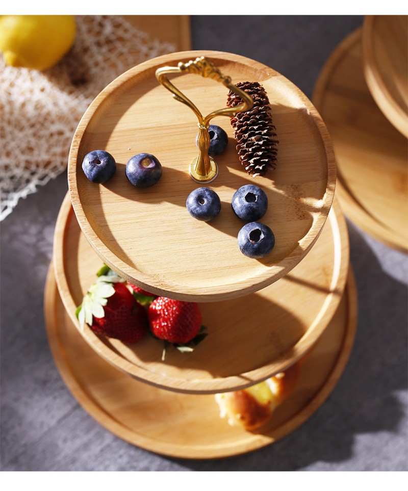 Solid Wood Fruit Plate Household Double-Layer Cake Stand Snack Stand Dessert Table Commercial Display Stand (18)