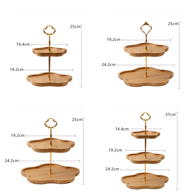 Solid Wood Fruit Plate Household Double-Layer Cake Stand Snack Stand Dessert Table Commercial Display Stand (19)