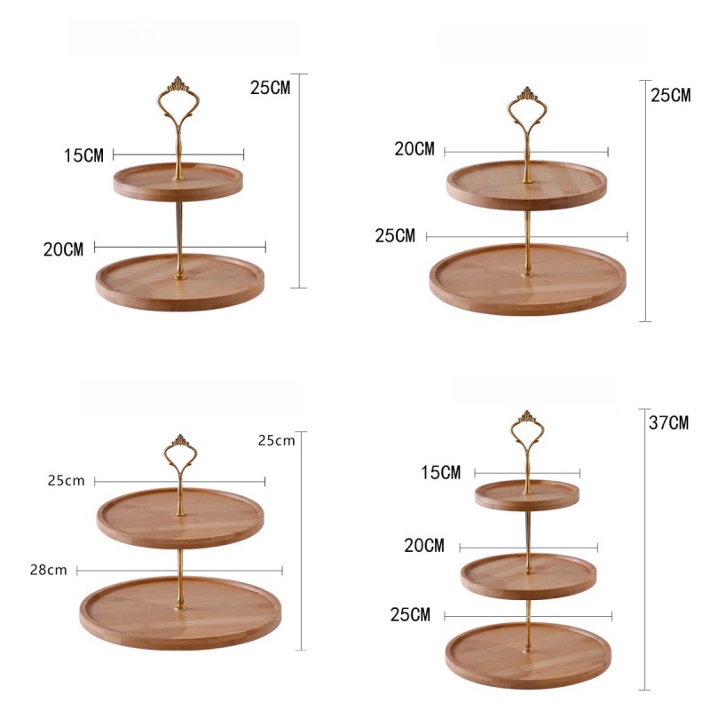 Solid Wood Fruit Plate Household Double-Layer Cake Stand Snack Stand Dessert Table Commercial Display Stand (7)