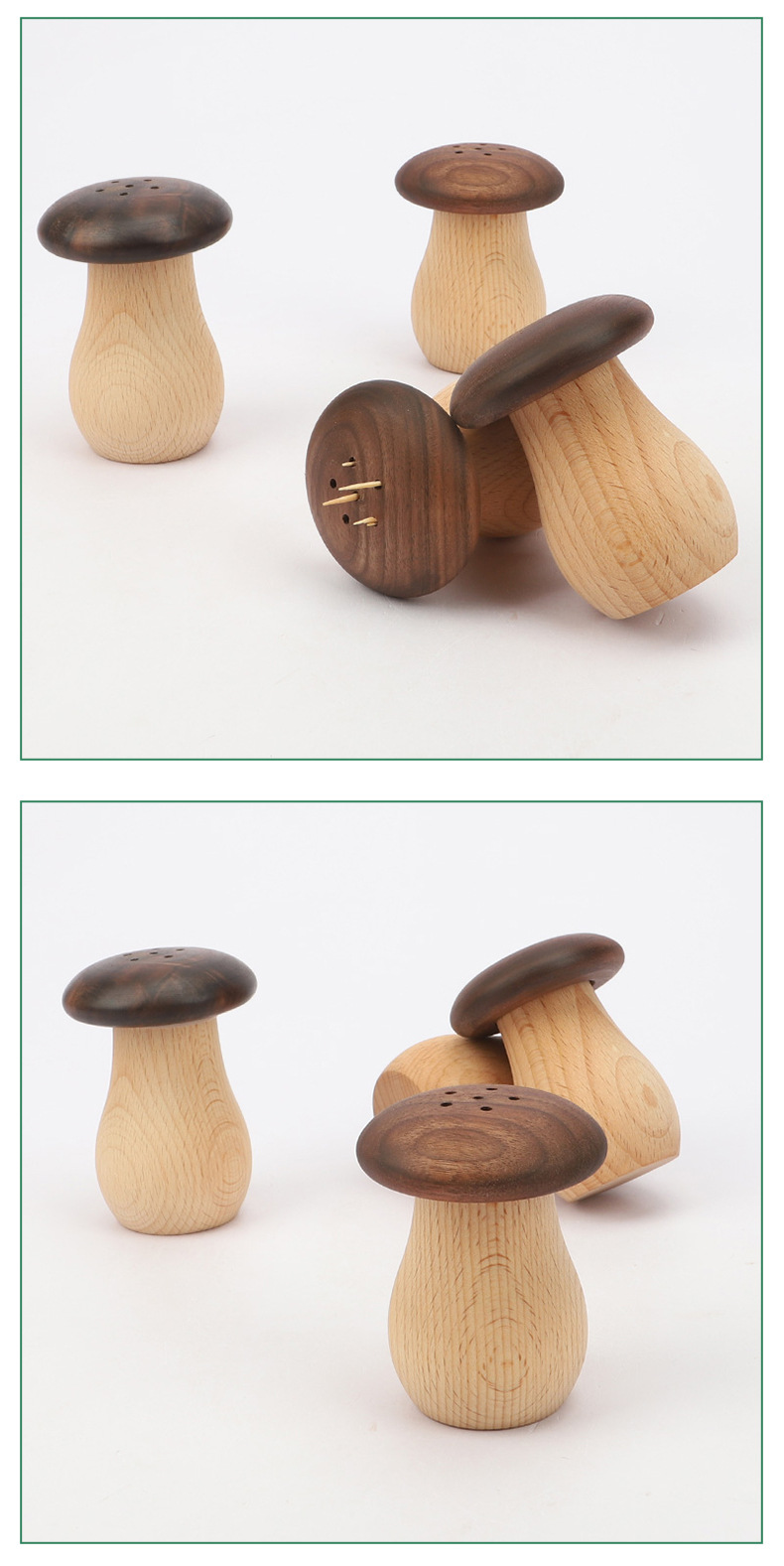 Solid Wood Mushroom Toothpick Jar Black Walnut Wood Practical Cute Toothpick Holder Beech Wood Hotel Log Toothpick Box Create High-End Toothpick Bucket (11)