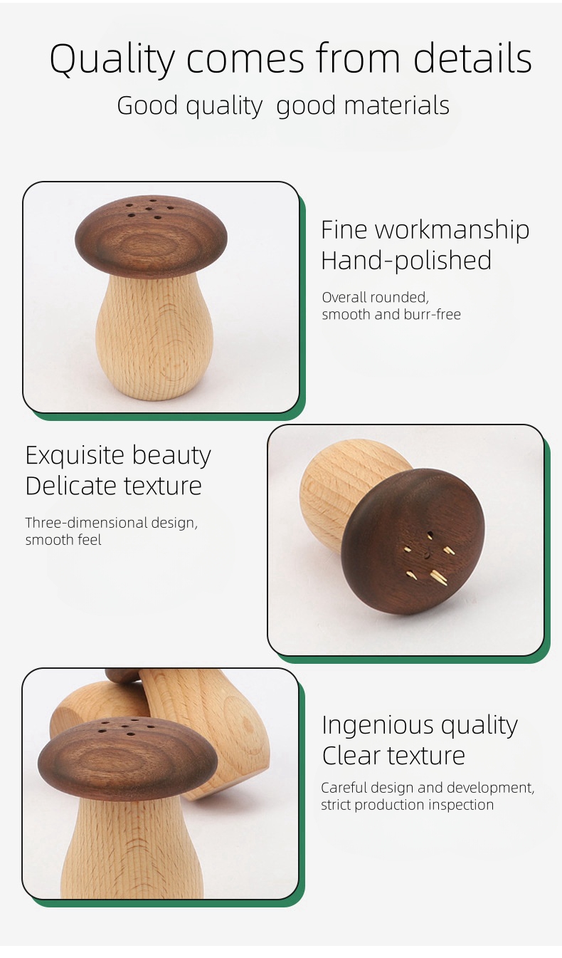 Solid Wood Mushroom Toothpick Jar Black Walnut Wood Practical Cute Toothpick Holder Beech Wood Hotel Log Toothpick Box Create High-End Toothpick Bucket (8)(1)