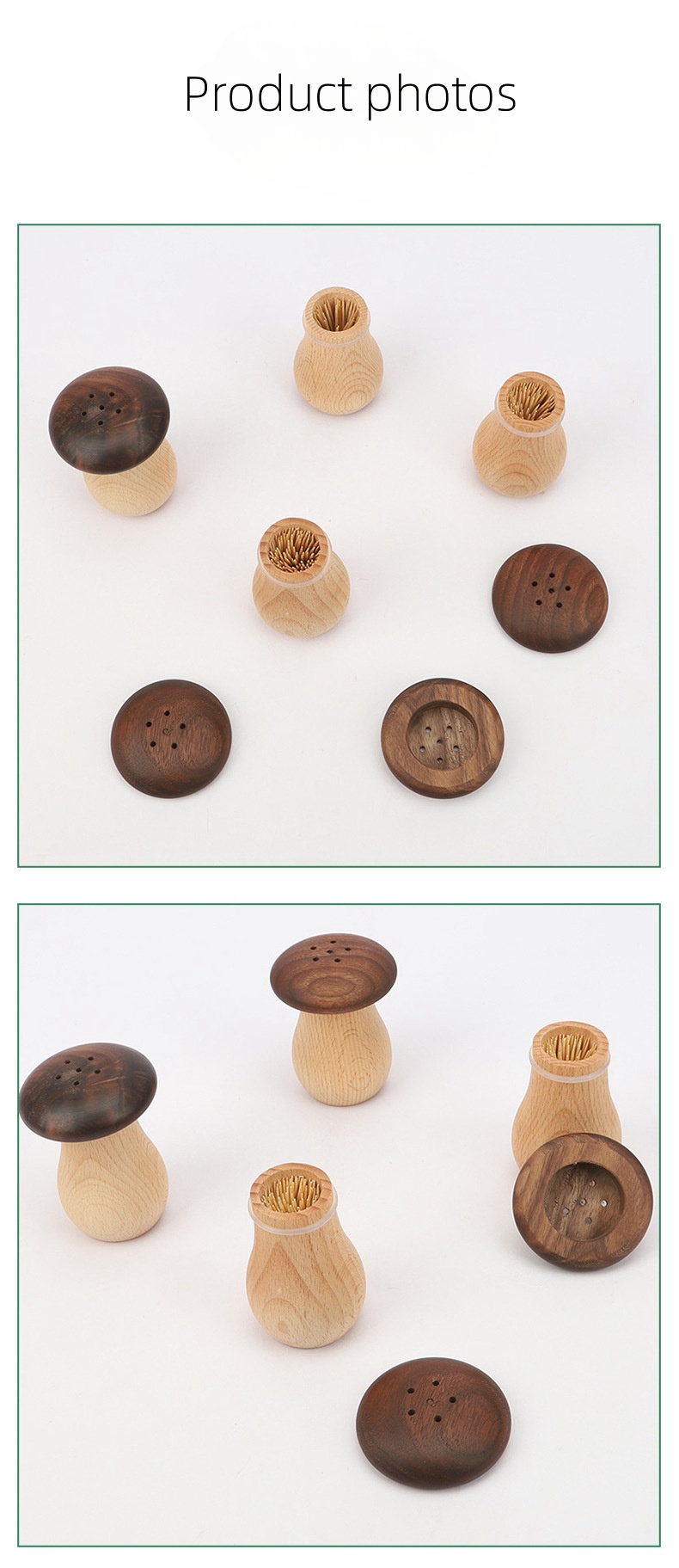 Solid Wood Mushroom Toothpick Jar Black Walnut Wood Practical Cute Toothpick Holder Beech Wood Hotel Log Toothpick Box Create High-End Toothpick Bucket (9)
