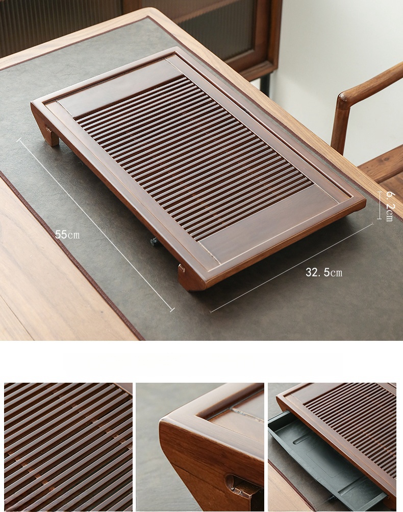 Tea Kung Fu Tea Set Light Luxury High-End Home Office Living Room Solid Wood Tea Tray Automatic One Tea Table-1 (1)