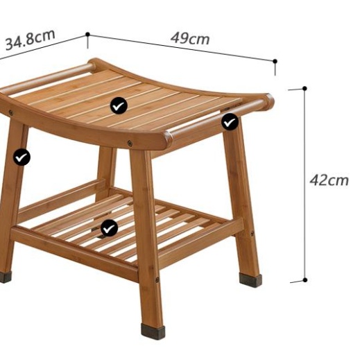 Bamboo Bathroom Thick Shower Stool, Shoe Changing Stool (6)