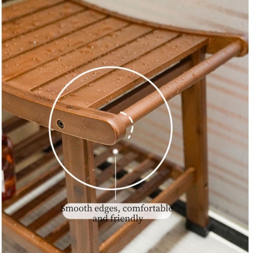 Bamboo Bathroom Thick Shower Stool, Shoe Changing Stool (8)