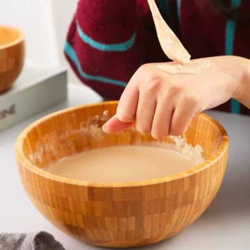 Bamboo Dough Bowl-Thickened Bamboo Salad Bowl-Facial Mask Bowl