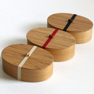 Natural Bamboo Lunch Box - Handmade Single Layer Oval Lunch Box-1