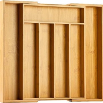 Bamboo Retractable Kitchenware Storage Box, Tableware Organizer