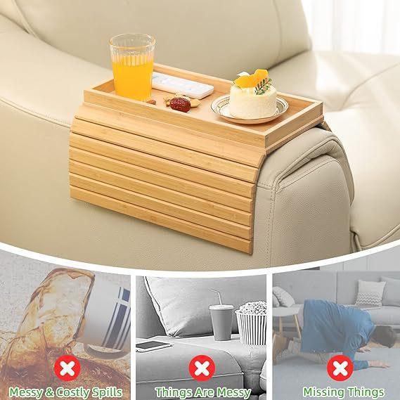 Bamboo Sofa Tray-Foldable Storage Tray On The Side Of The Sofa (8)