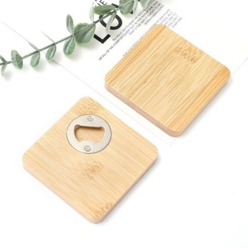Square bamboo bottle opener bamboo bottle opener logo laser engraving