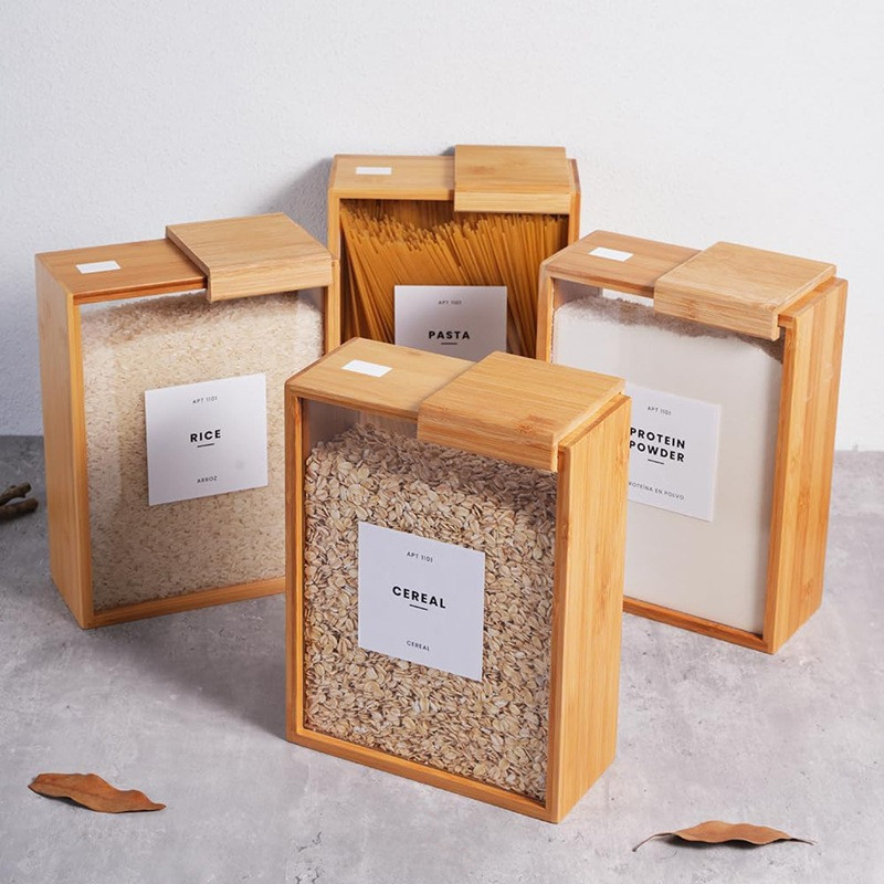 Home Wooden Multi-purpose Storage Box Beans and Cereals  (12)