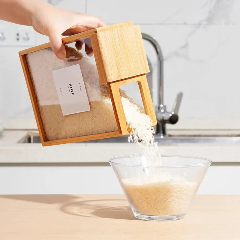 Home Wooden Multi-purpose Storage Box Beans and Cereals  (2)