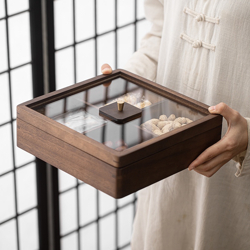 Multi-grid cooking box, tea tray, afternoon tea, pastry, snacks, dessert tray, dried fruit multi-grid tray, matching a variety of bamboo and wooden nine-grid storage boxes with vegetable tray partitions 101