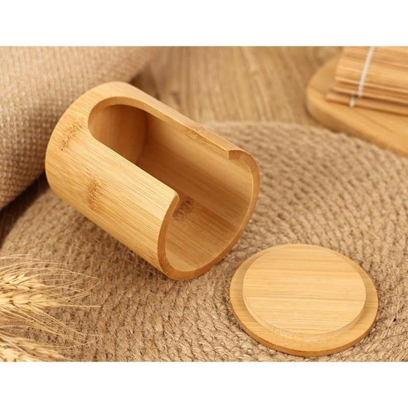 Multifunctional And Convenient Bamboo Cotton Pad Storage Box (2)