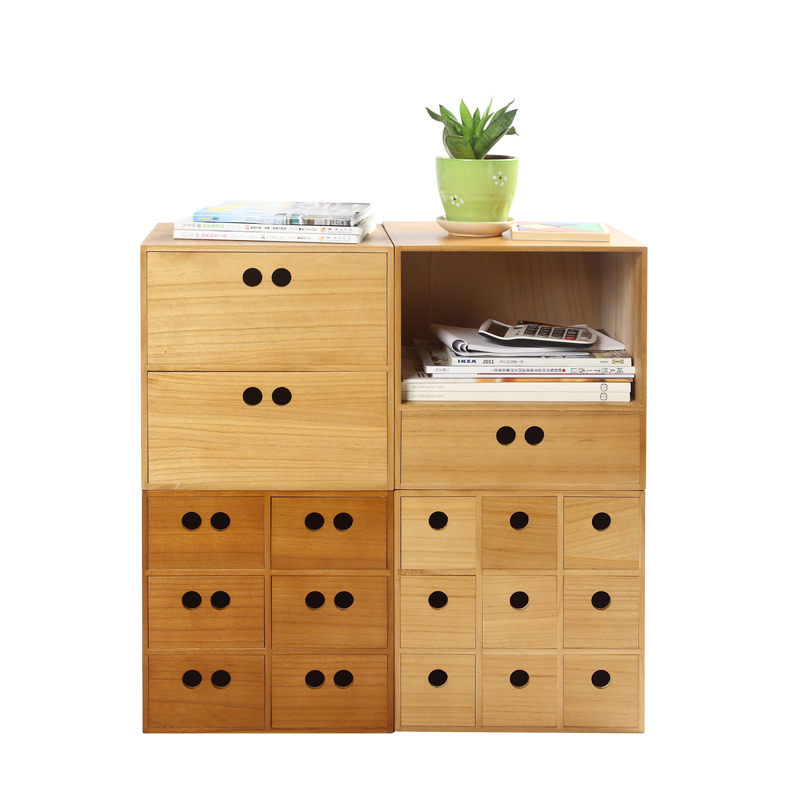 Solid Wood Drawer Storage Box-Office Grid Storage Cabinet (12)