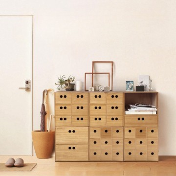 Solid Wood Drawer Storage Box-Office Grid Storage Cabinet