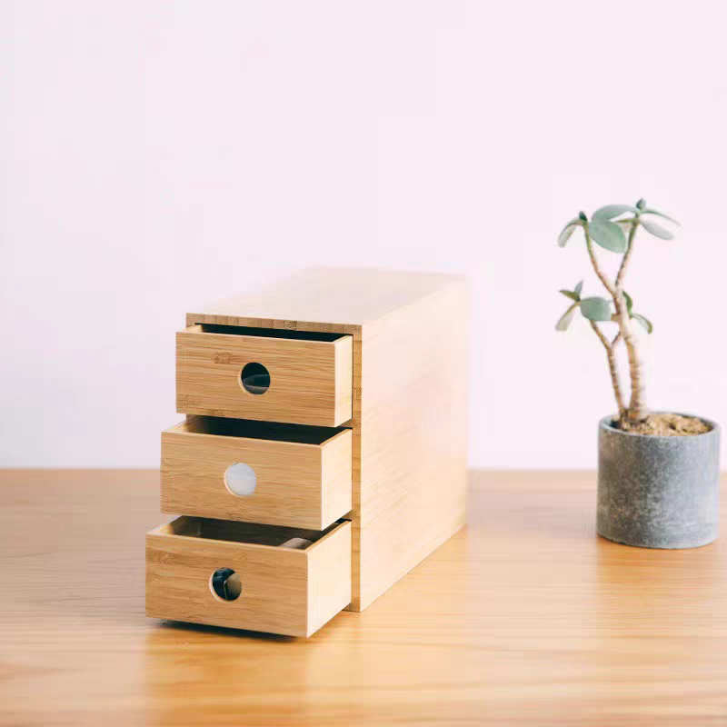 Solid Wood Drawer Storage Box-Office Grid Storage Cabinet (7)