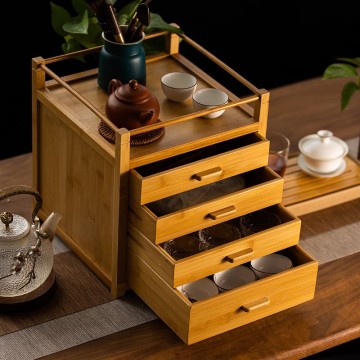 Tea Cabinet Rack, Drawer-Style Tea Box, Tea Set Storage Box
