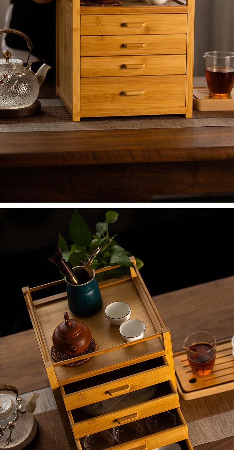 Tea Cabinet Rack, Drawer-Style Tea Box, Tea Set Storage Box (6)