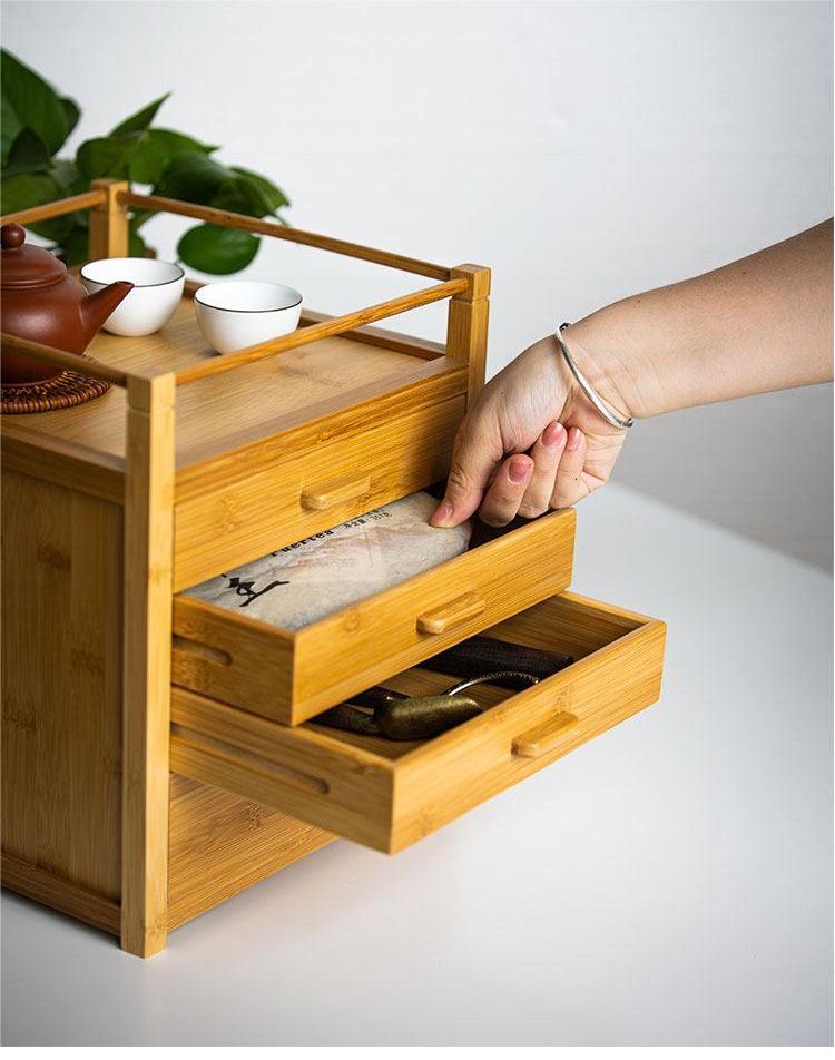 Tea Cabinet Rack, Drawer-Style Tea Box, Tea Set Storage Box (8)