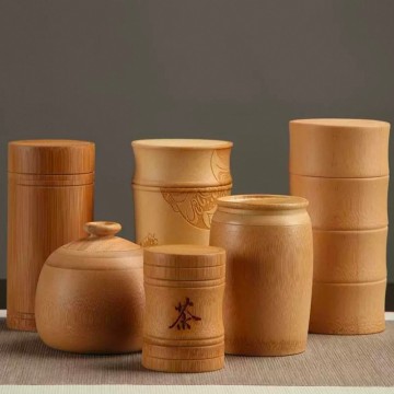 Tea Can Bamboo Tube Sealed Can Bamboo Barrel Kung Fu Tea Set