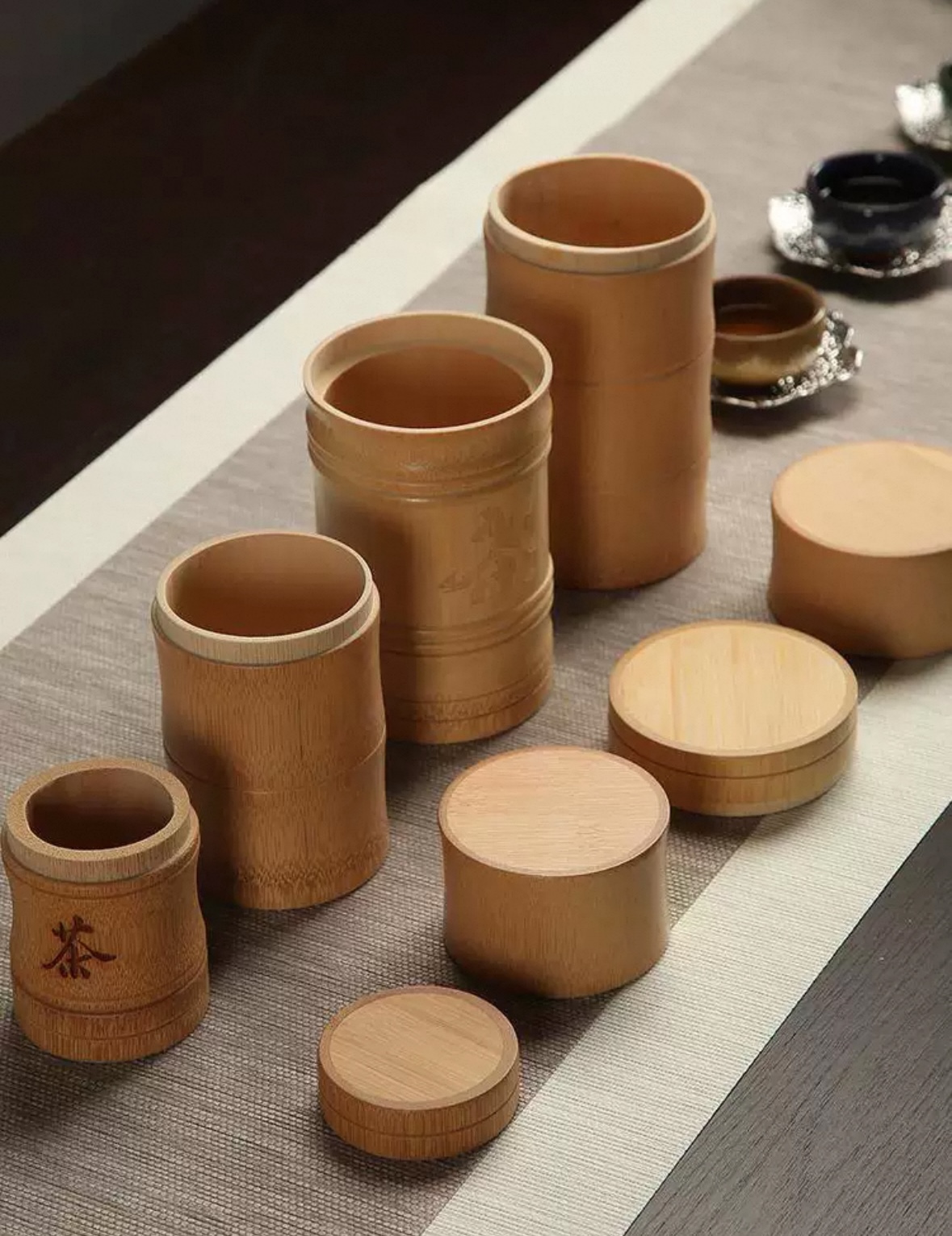 Tea Can Bamboo Tube Sealed Can Bamboo Barrel Kung Fu Tea Set (4)