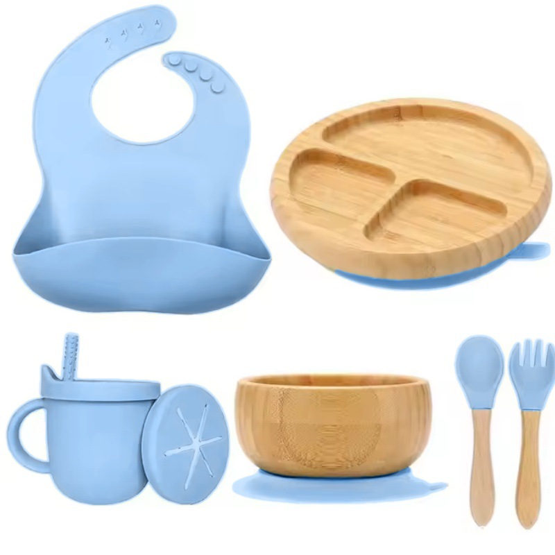 Bamboo Wooden Dining Tray Baby Food Tray Set