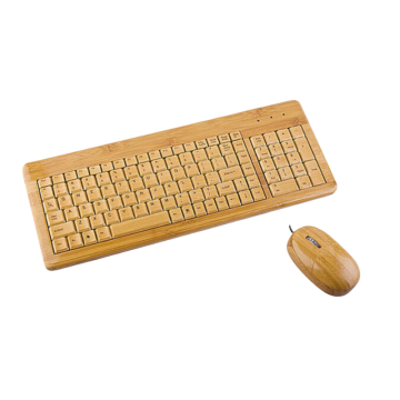Natural Bamboo Wooden Wireless Keyboard and Mouse - Office Set