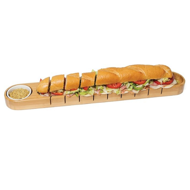 Bamboo long sushi cutting plate bread slicer rectangular bread plate (10)