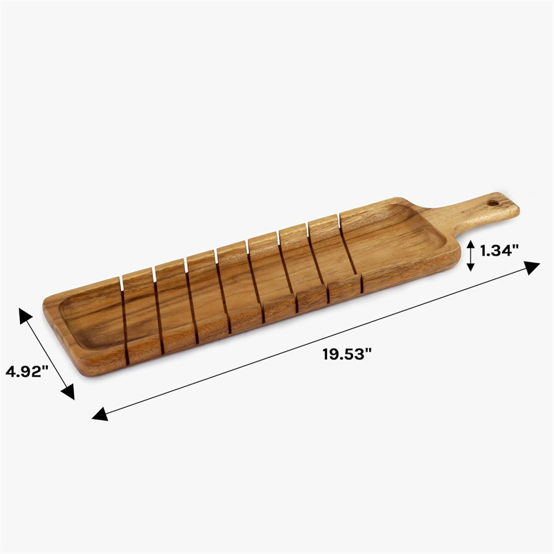 Bamboo long sushi cutting plate bread slicer rectangular bread plate (8)