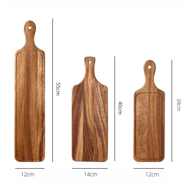 Bamboo wood cooked food tray rectangular steak plate steak plate French fries fried chicken plate western food plate acacia wood pizza tray wine tray fruit snack tray cake sushi plate (4)