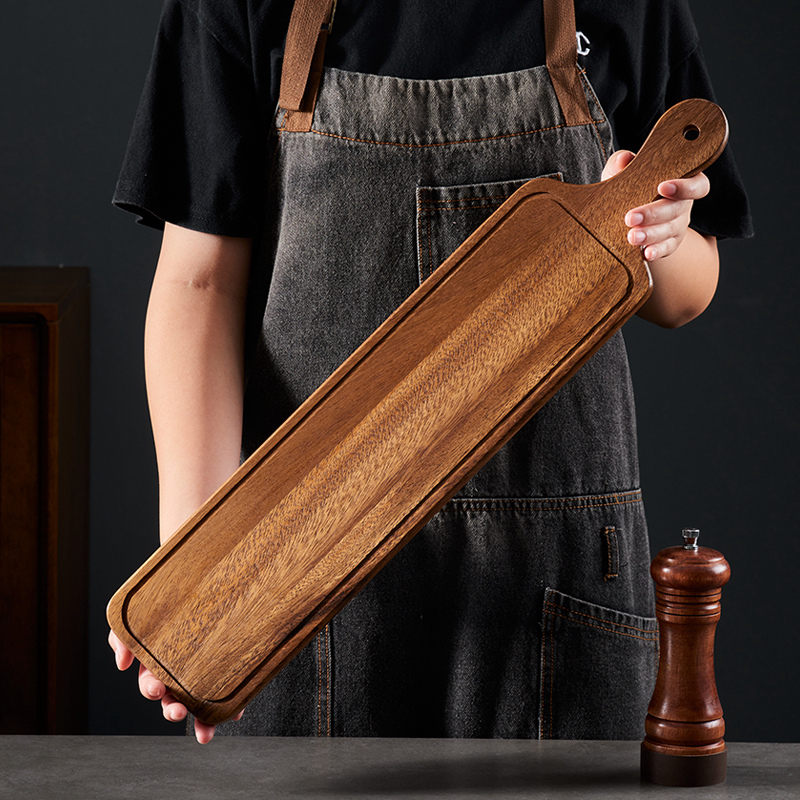 Bamboo wood cooked food tray rectangular steak plate steak plate French fries fried chicken plate western food plate acacia wood pizza tray wine tray fruit snack tray cake sushi plate (4)