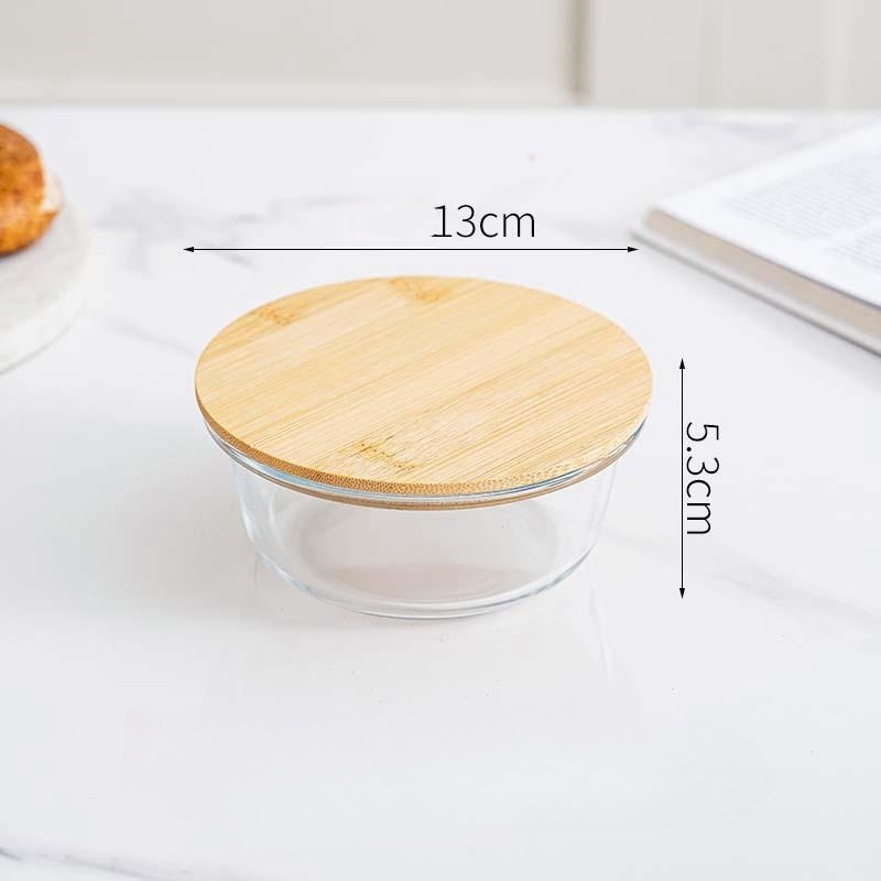 commercial dust cover glass fresh-keeping box wooden cover glass bowl refrigerator sealed lunch box high borosilicate glass bowl fresh-keeping lunch box (8)