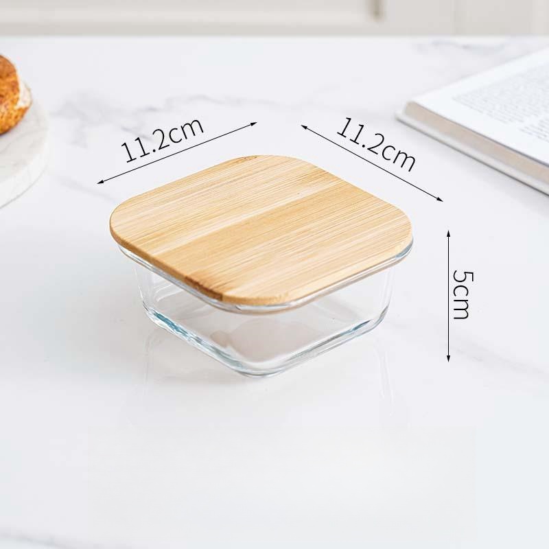 commercial dust cover glass fresh-keeping box wooden cover glass bowl refrigerator sealed lunch box high borosilicate glass bowl fresh-keeping lunch box (9)