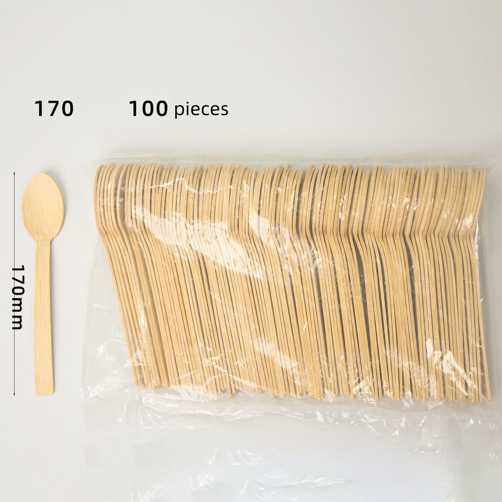 Disposable wooden spoon wooden knife and fork spoon ice cream fork spoon western knife and fork dessert fork spoon independent packaging disposable bamboo spoon environmentally friendly biodegradabl (3)
