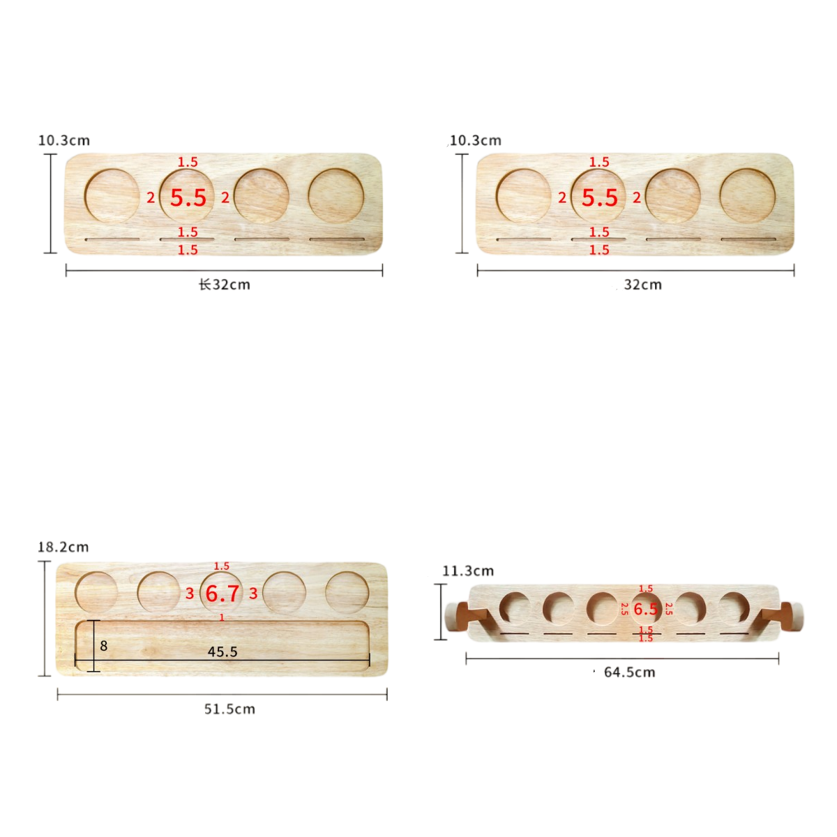 High-grade solid wood bamboo cup holder three-hole four-hole beverage red wine beer cup tray coffee coaster tea ceremony commercial set coffee tasting cup tray (1)