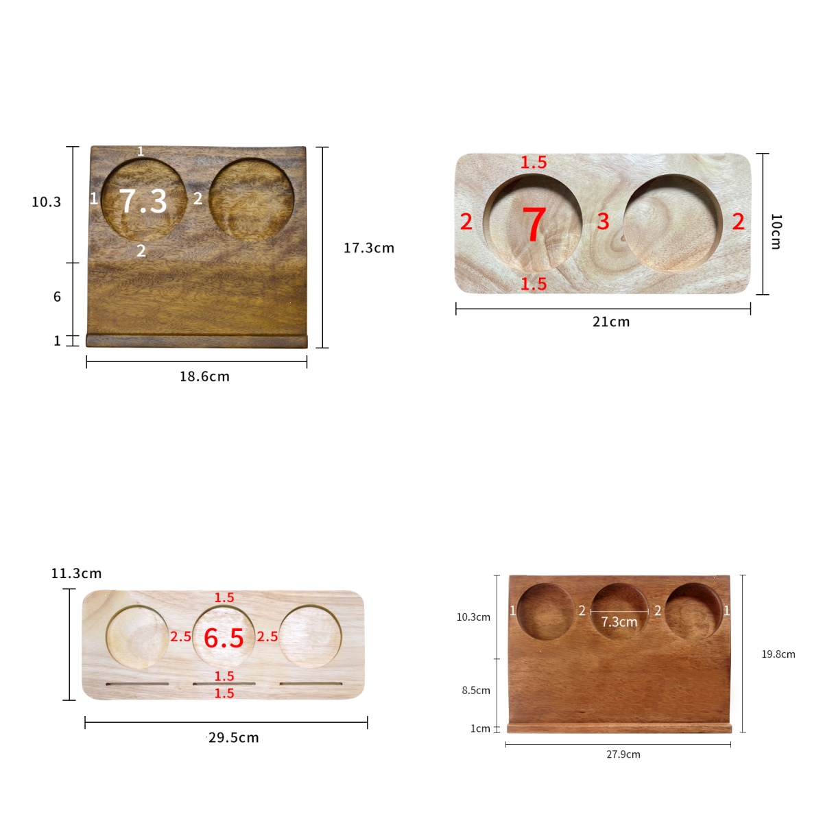 High-grade solid wood bamboo cup holder three-hole four-hole beverage red wine beer cup tray coffee coaster tea ceremony commercial set coffee tasting cup tray (2)
