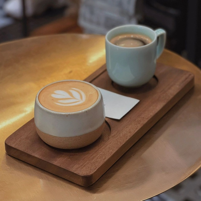 High-grade solid wood bamboo cup holder three-hole four-hole beverage red wine beer cup tray coffee coaster tea ceremony commercial set coffee tasting cup tray (3)