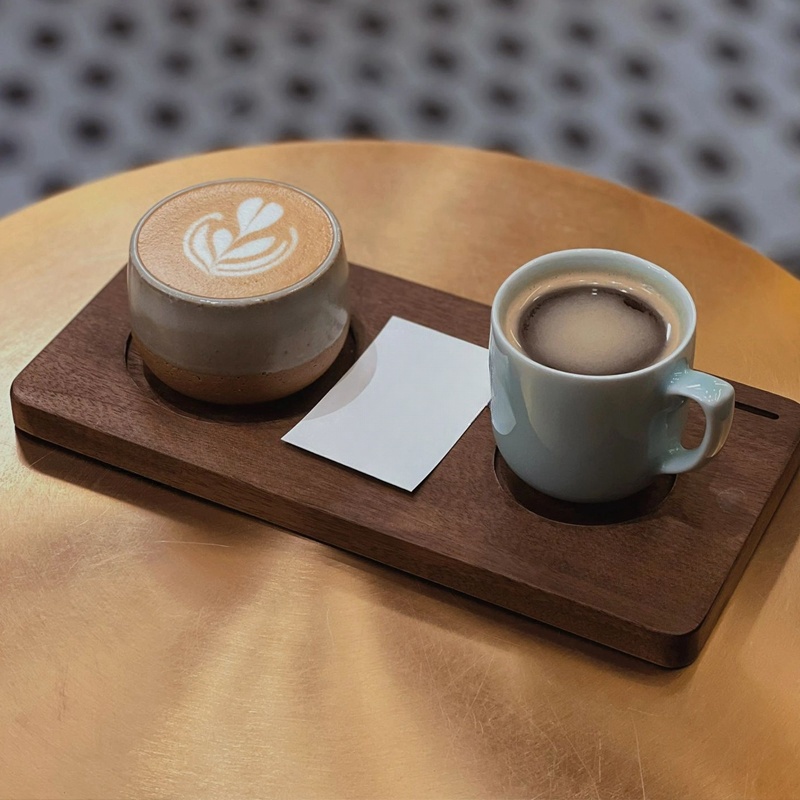 High-grade solid wood bamboo cup holder three-hole four-hole beverage red wine beer cup tray coffee coaster tea ceremony commercial set coffee tasting cup tray (5)