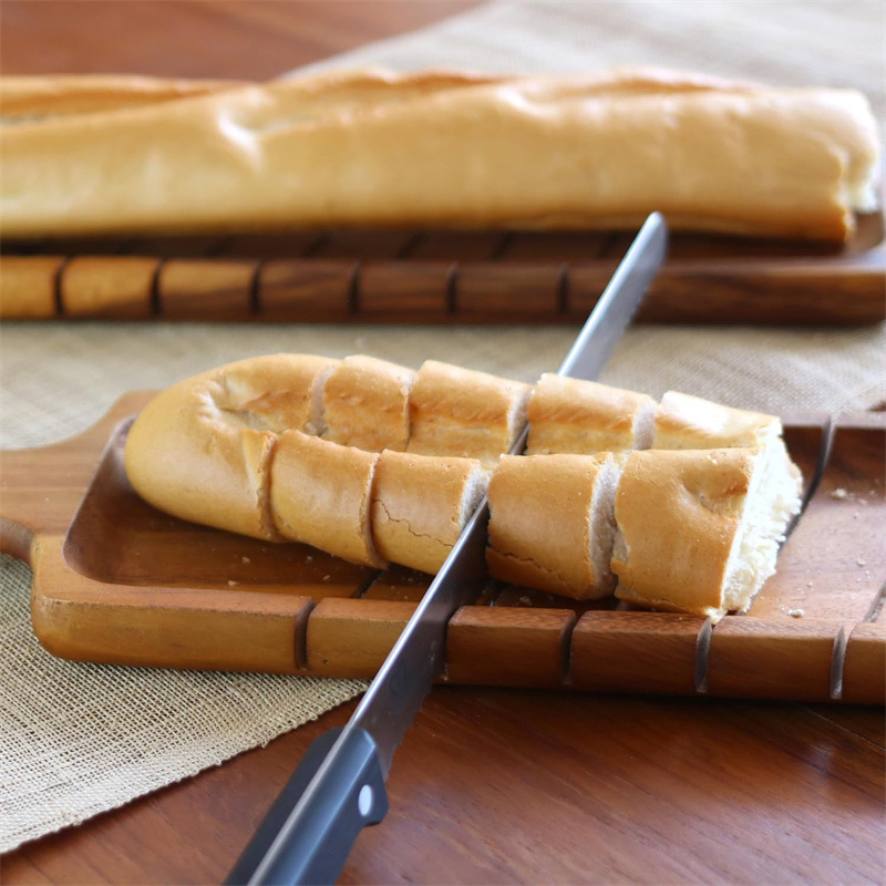 hotel breakfast buffet bread slicing plate solid wood segmented design (3)