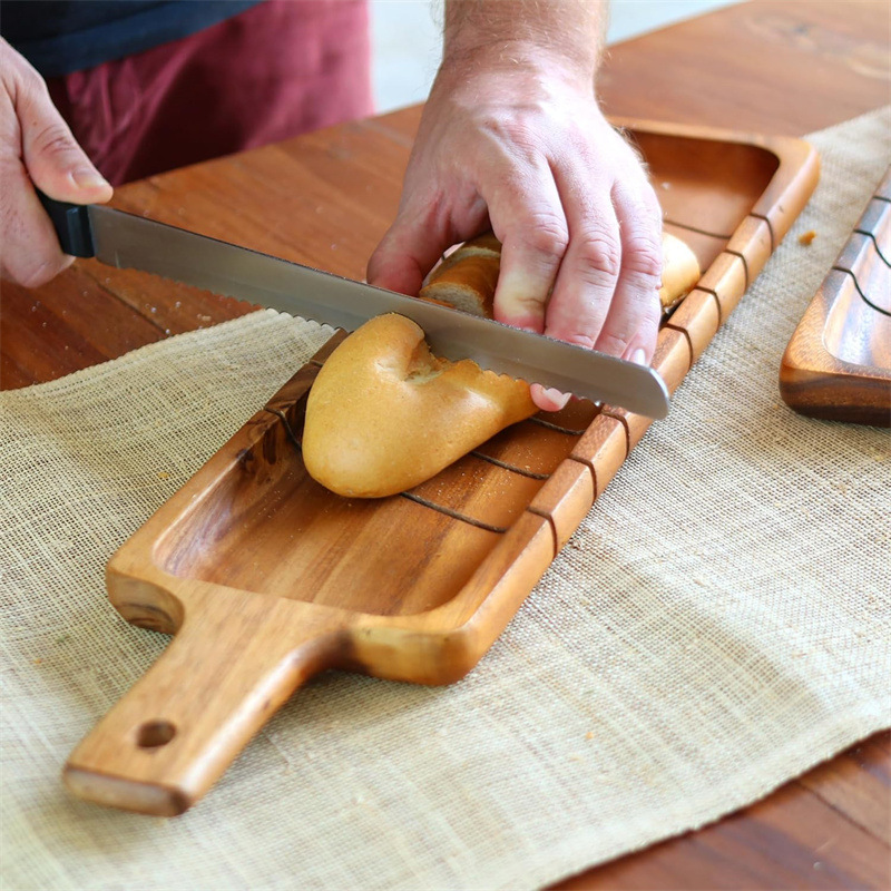 hotel breakfast buffet bread slicing plate solid wood segmented design (4)