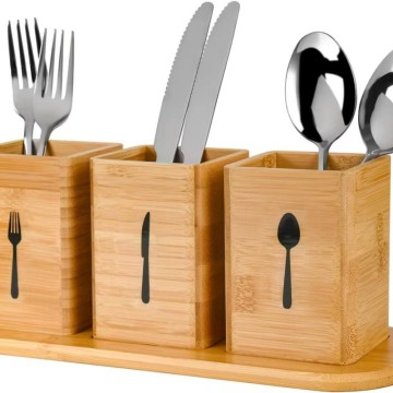 Wooden tableware storage box Kitchen partition chopsticks knife and fork storage box