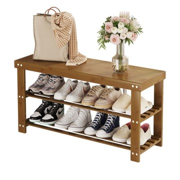 Shoe changing bench, bamboo household simple shoe cabinet, outdoor durable shoe rack