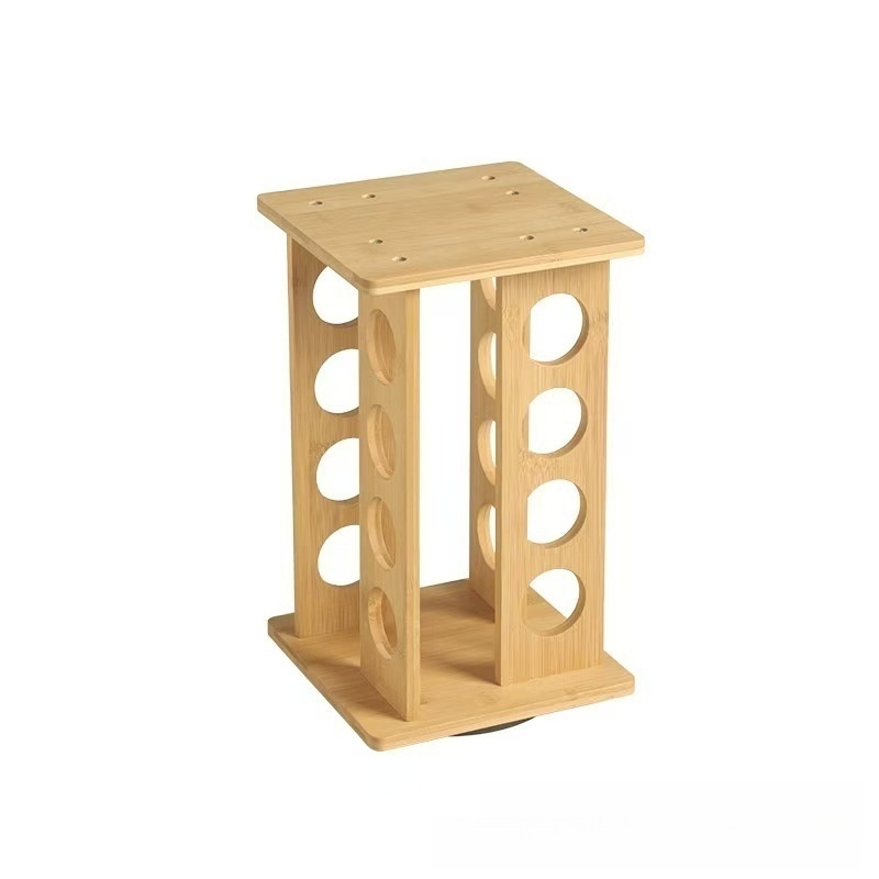 Kitchen tabletop wooden spice rack seasoning bottle storage rack