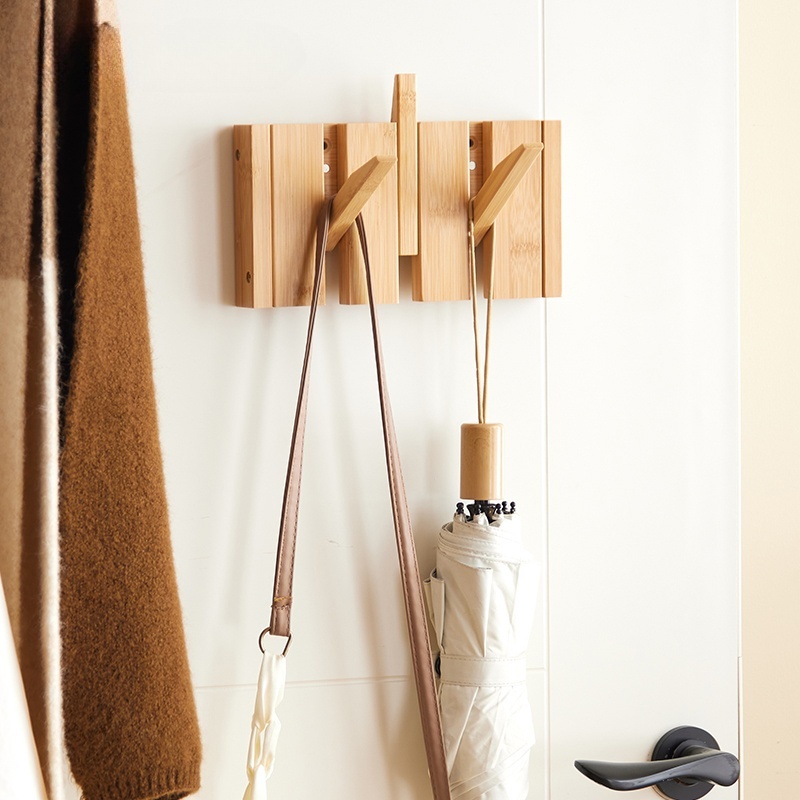 Piano key clothes hanger solid wood wall hook bedroom porch entrance door rear rack punch-free coat rack (7)