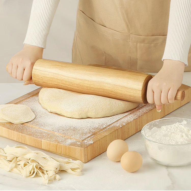 实木滚筒擀面杖家用擀面杖滚筒式大号饺子皮压擀面杖甜点制作擀面杖步行锤(4)