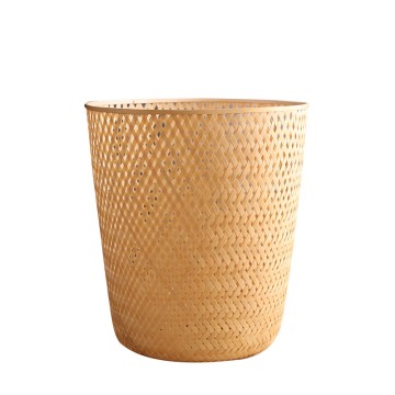 Handmade Bamboo Wastebasket Scroll Storage Basket Dustpan Basket Trash Can