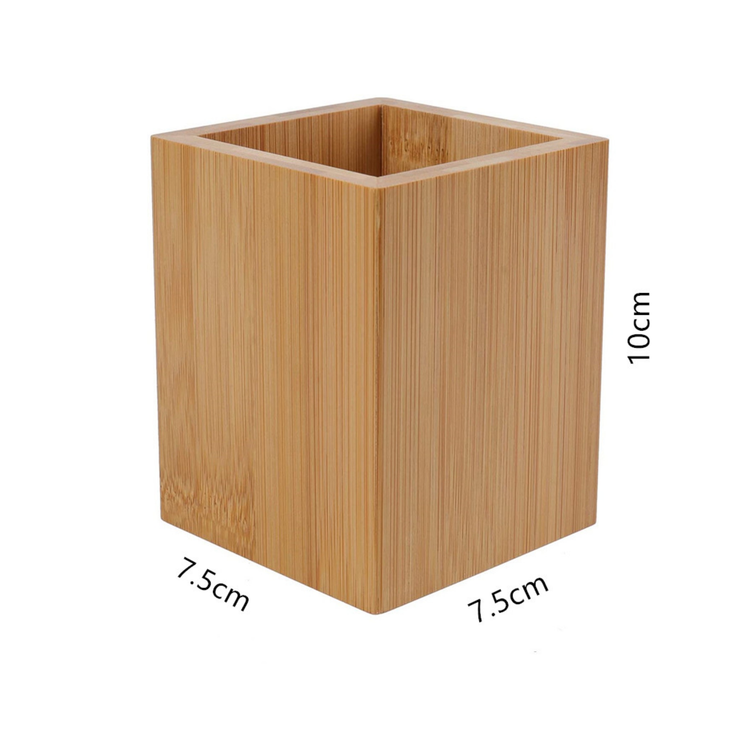 Bamboo pen holder office creative ornaments square multifunctional solid wood simple student desktop storage box LOGO customized (10)_副本