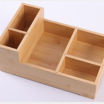 Multi functional School Bamboo Storage Box Office Desk Sorting Case