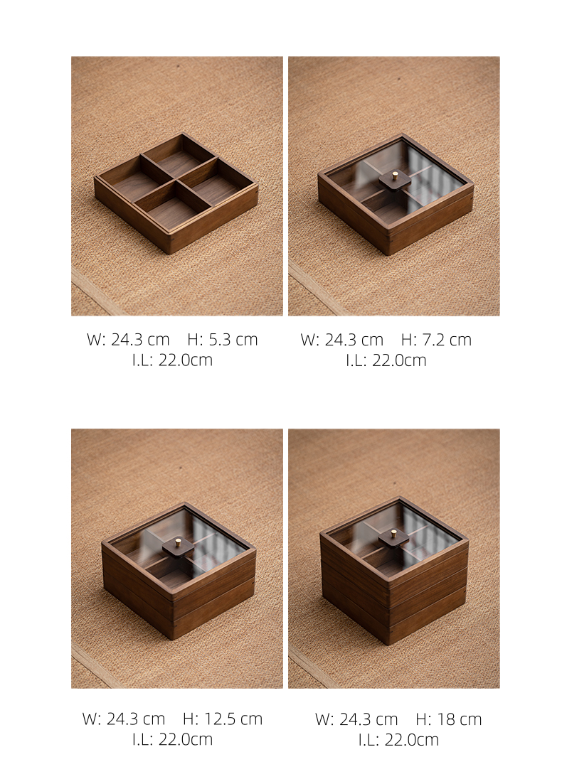 Multi-grid cooking box, tea tray, afternoon tea, pastry, snacks, dessert tray, dried fruit multi-grid tray, matching a variety of bamboo and wooden nine-grid storage boxes with vegetable tray par - 副本 ( (1)